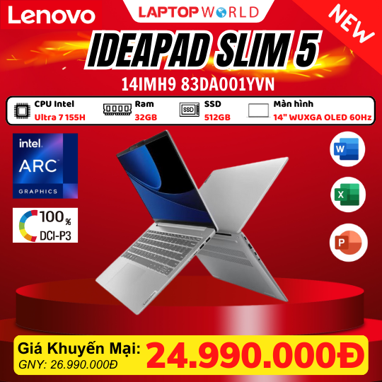 Lenovo IdeaPad Slim 5: Laptop Intel Core Ultra 7 155H, 32Gb RAM RẺ NHẤT 2024
