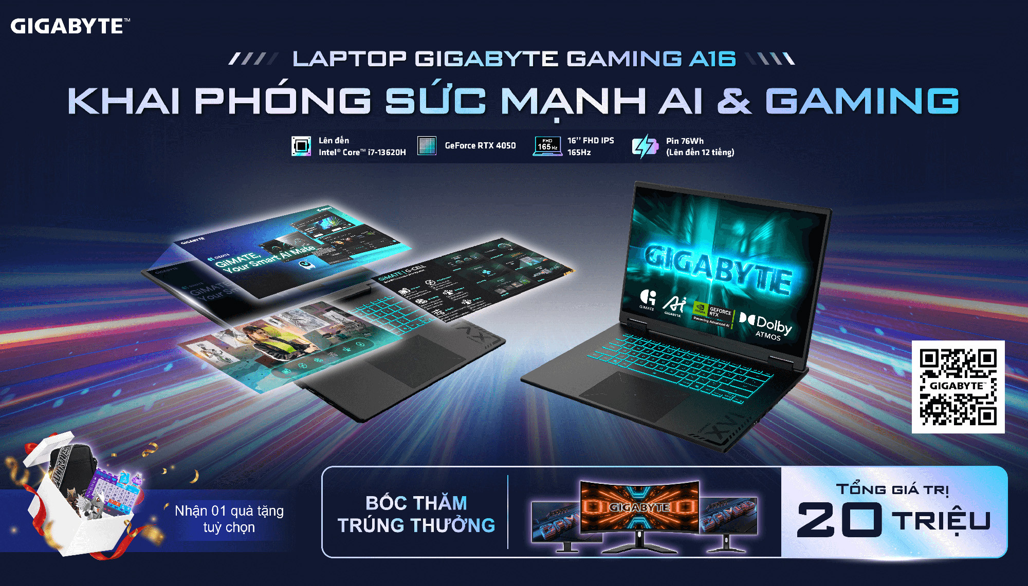 Laptop Gaming A16 KHAI PHÓNG SỨC MẠNH AI & GAMING