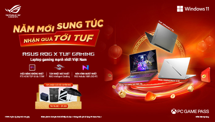 CTKM ASUS: NĂM MỚI SUNG TÚC – NHẬN QUÀ TỚI TUF