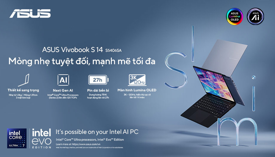 Laptop AI chuẩn Copilot+ PC với hiệu năng mạnh mẽ