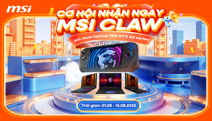 CT bốc thăm trúng thưởng MSI Claw A1M khi mua laptop MSI 50 series