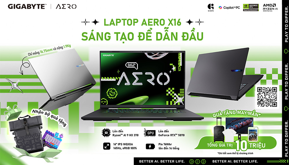 Mua Laptop Gigabyte AERO X16 - Nhận quà giá trị