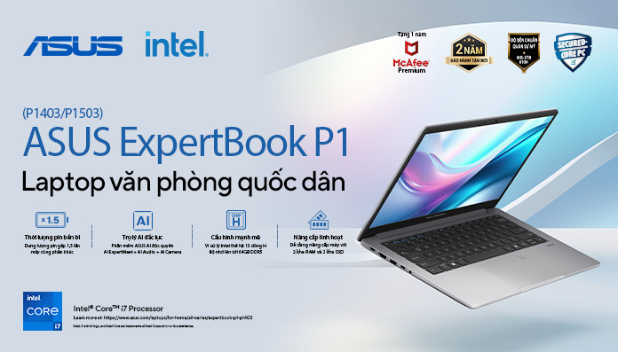 ASUS ExpertBook P1 - Laptop văn phòng quốc dân