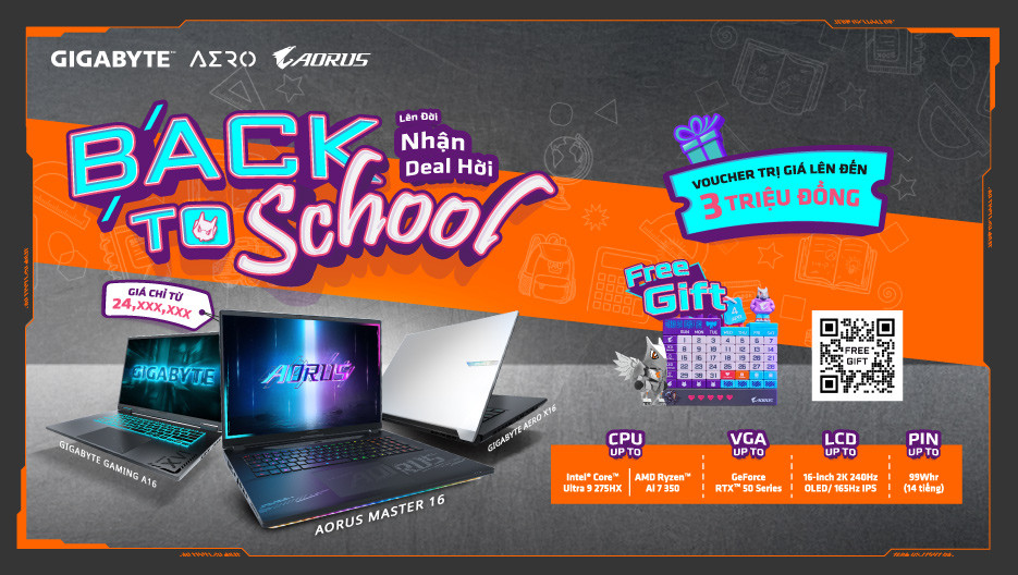 Mua laptop Gigabyte nhận voucher lên đến 3 Triệu