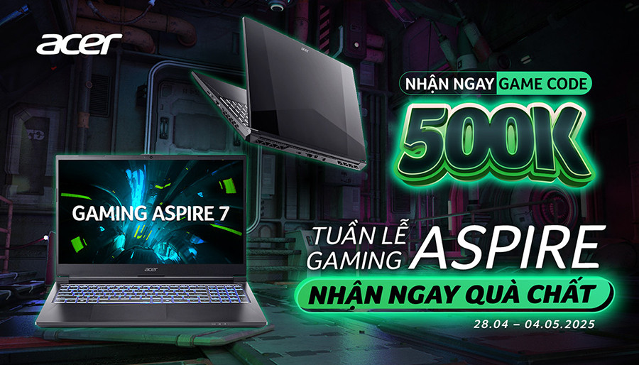 MUA LAPTOP GAMING ASPIRE 7 & GAMING ASPIRE 5 NHẬN THẺ NẠP GAME 500.000 VNĐ