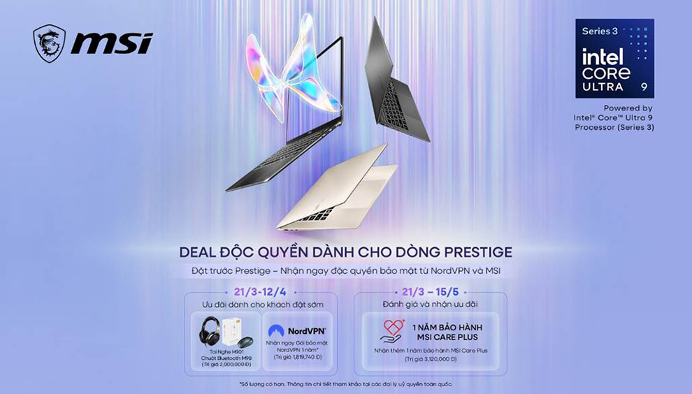 Chương trình Pre-order cho laptop MSI Prestige Series 