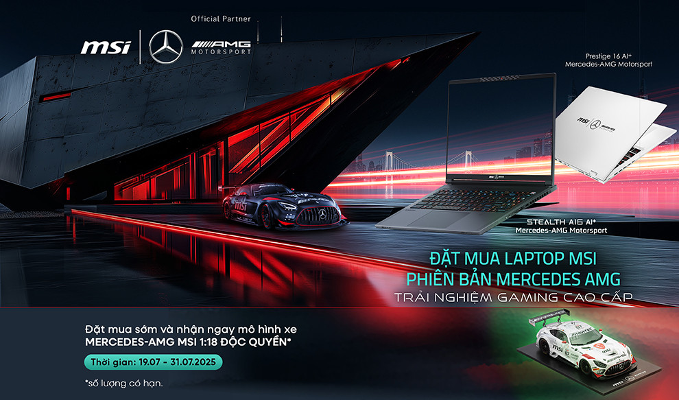  Đặt trước MSI Stealth A16 Mercedes AMG và MSI Prestige 16 AI+ Mercedes AMG nhận ngay quà tặng giới hạn