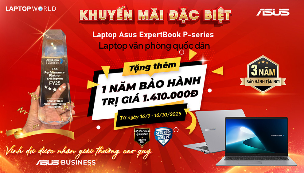 Tặng 1 năm bảo hành khi mua Laptop ASUS ExpertBook P-series