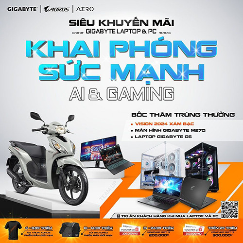 CTKM: SIÊU KHUYẾN MÃI GIGABYTE LAPTOP & PC - KHAI PHÓNG SỨC MẠNH AI & GAMING