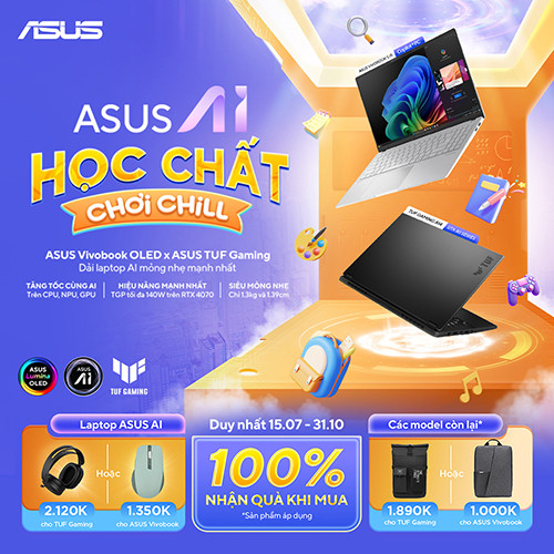 CTKM ASUS: ASUS AI - HỌC CHẤT CHƠI CHILL