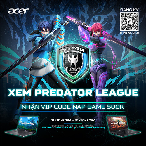 CTKM ACER: Xem Predator League – Nhận VIP Code Nạp Game 500K