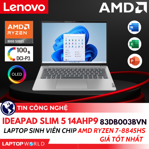 Lenovo IdeaPad Slim 5 14AHP9 83DB003BVN: Laptop sinh viên chip AMD Ryzen 7-8845HS Giá tốt nhất