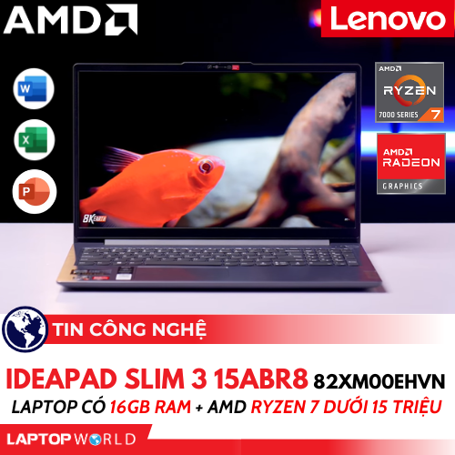 Lenovo IdeaPad Slim 3 15ABR8 82XM00EHVN: Laptop có 16GB RAM + AMD Ryzen 7 dưới 15 triệu