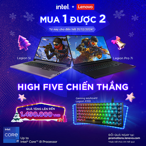 CTKM LENOVO LEGION: MUA 1 ĐƯỢC 2, HIGH FIVE CHIẾN THẮNG