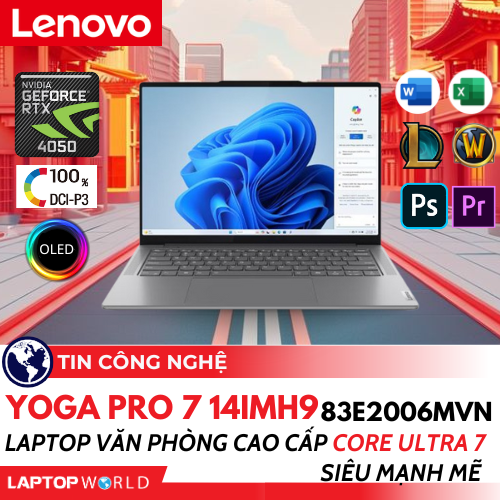 Lenovo Yoga Pro 7 14IMH9 83E2006MVN: Laptop văn phòng cao cấp Core Ultra 7 mạnh mẽ