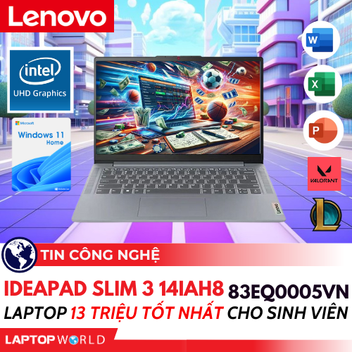 Lenovo IdeaPad Slim 3 14IAH8 83EQ0005VN: Laptop 13 triệu tốt nhất cho học sinh, sinh viên