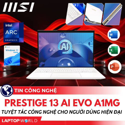 MSI Prestige 13 AI Evo A1MG Trắng: Tuyệt tác công nghệ cho người dùng hiện đại