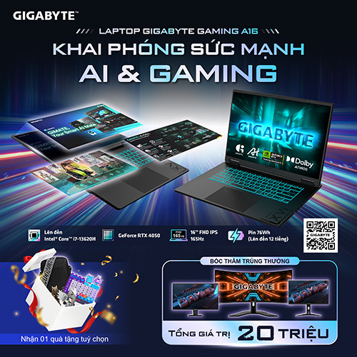 CTKM: SẮM GIGABYTE A16 - RINH QUÀ GAMING ĐỈNH
