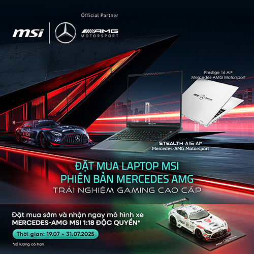 CTKM PRE-ORDER: Đặt trước MSI Stealth A16 Mercedes AMG và MSI Prestige 16 AI+ Mercedes AMG nhận ngay quà tặng giới hạn