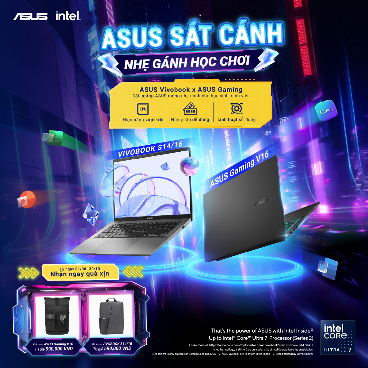 CTKM ASUS: ASUS SÁT CÁNH – NHẸ GÁNH HỌC CHƠI