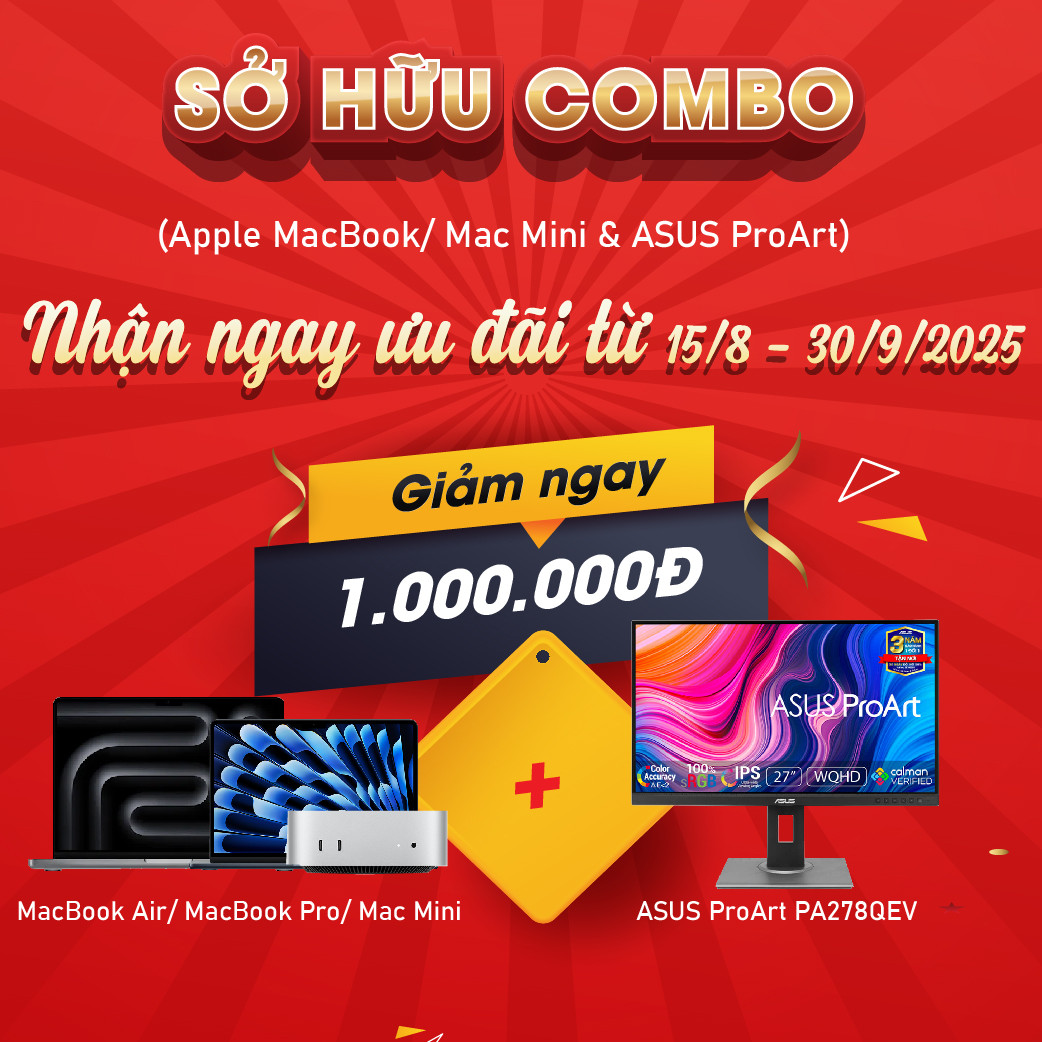 CTKM: Giảm ngay 1 triệu khi mua combo màn hình ASUS ProArt và MacMini hoặc MacBook