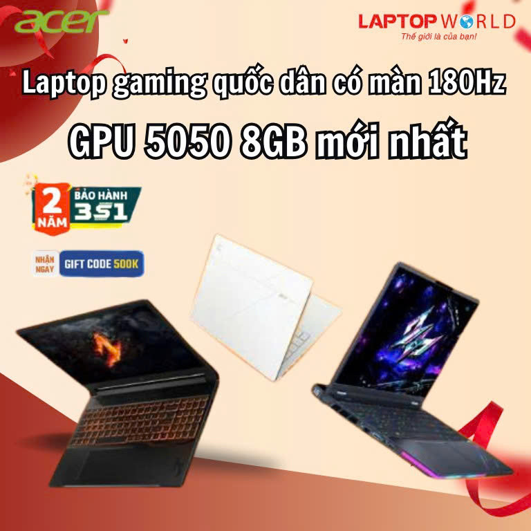 Laptop gaming quốc dân có màn 180Hz & GPU 5050 8GB mới nhất 