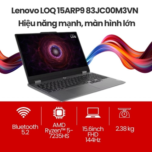 Lenovo LOQ 15ARP9 83JC00M3VN sở hữu AMD Ryzen 5 - Hiệu năng mạnh, màn hình lớn