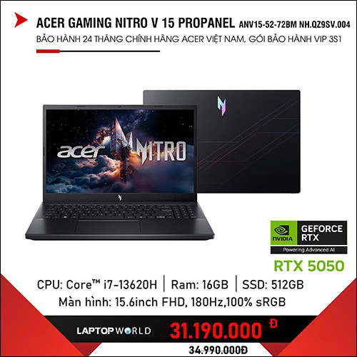  Acer Nitro V 15 ProPanel ANV15-52-72BM - Laptop Gaming nhưng chuẩn màu 100% sRGB - Lựa chọn hoàn hảo cho Designer!