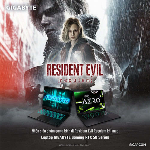 CTKM GIGABYTE: SẮM LAPTOP GIGABYTE RTX 50 SERIES – NHẬN NGAY CODE GAME RESIDENT EVIL REQUIEM