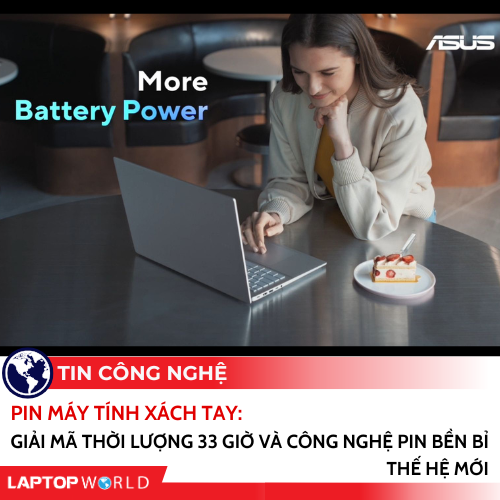 Pin Máy Tính Xách Tay: Giải Mã Thời Lượng 33 Giờ Và Công Nghệ Pin Bền Bỉ Thế Hệ Mới