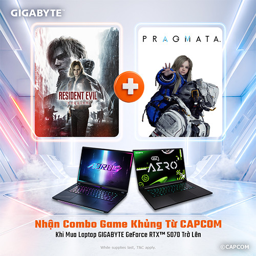 CTKM: MUA 1 ĐƯỢC 2 - Tặng combo game RESIDENT EVIL & PRAGMATA khi mua Laptop GIGABYTE GeForce RTX 50 Series