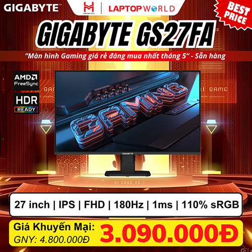 Gigabyte GS27FA - Màn Hình Gaming 27 inch 180Hz nổi bật trong phân khúc