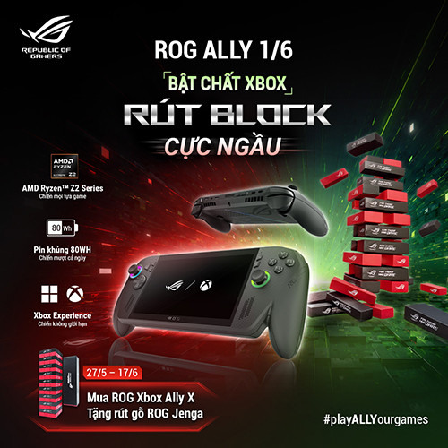 CTKM: MUA ROG XBOX ALLY X - NHẬN NGAY QUÀ TẶNG ĐỘC QUYỀN ROG JENGA