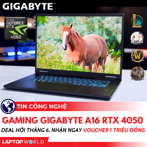 Laptop Gaming Gigabyte A16 RTX 4050 - Deal Hời Tháng 6, Nhận Ngay Voucher 1 Triệu Đồng