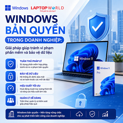 Windows bản quyền trong doanh nghiệp: Giải pháp giúp tránh vi phạm phần mềm và bảo vệ dữ liệu