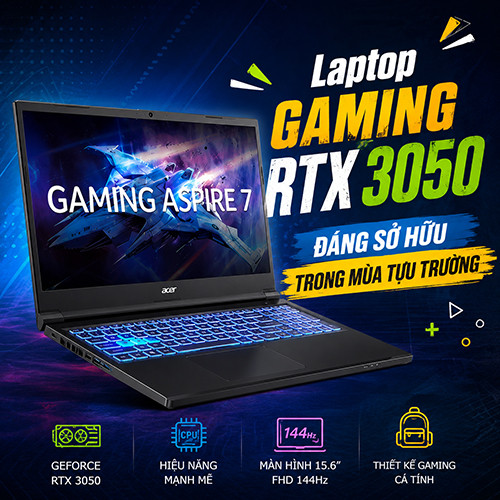 Acer Gaming Aspire 7 – Laptop gaming RTX 3050 đáng sở hữu trong mùa tựu trường