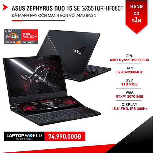 Khách hàng đặt cọc mua Asus Zephyrus Duo 15 SE GX551QR-HF080T 75 triệu
