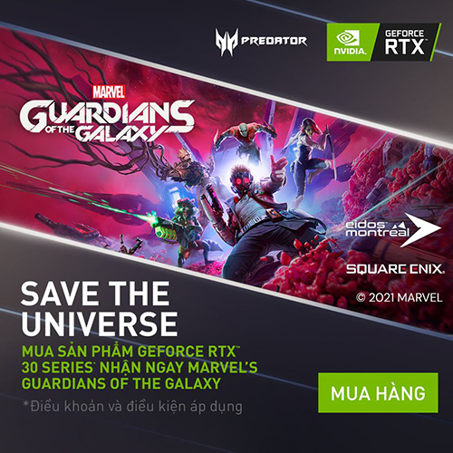 CTKM ACER: ''MUA LAPTOP GAMING ACER CHẤT - NHẬN CODE GAME KHỦNG MARVEL’S GUARDIANS OF THE GALAXY''