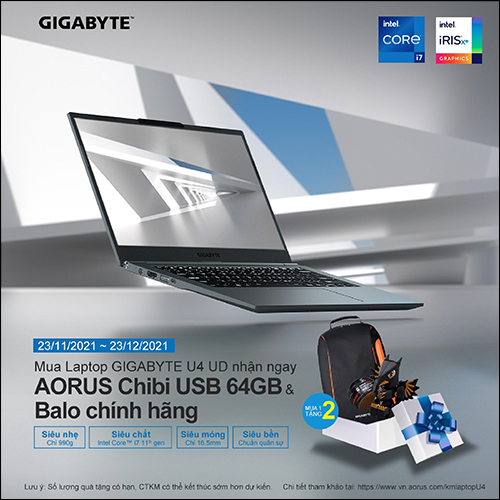 Với thiết kế tinh tế và hiệu suất vượt trội, laptop Gigabyte U4 UD sắp ra mắt sẽ đem đến cho bạn trải nghiệm xử lý nhanh hơn, tự tin hơn trong công việc và giải trí. Với cấu hình mạnh mẽ bao gồm bộ vi xử lý Intel Core i7 thế hệ 11 và card đồ họa NVIDIA GeForce GTX 1650, sản phẩm này làm hài lòng cả những khách hàng khó tính. Đừng bỏ lỡ cơ hội sở hữu laptop Gigabyte U4 UD này!