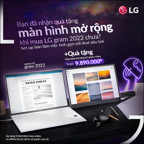 LG Gram 2022 - Xu hướng set up tinh gọn dành cho bàn làm việc có diện tích nhỏ