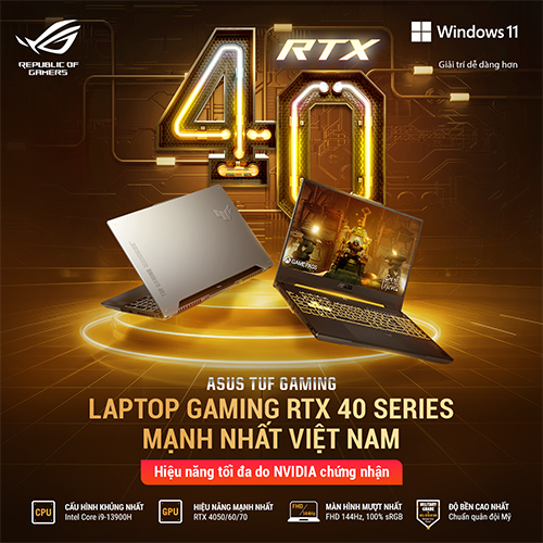 Asus TUF Gaming F15 FX507VV4 - Laptop Gaming RTX 40 Series mạnh nhất Việt Nam