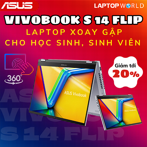 ASUS Vivobook S 14 Flip Laptop xoay gập cho học sinh, sinh viên