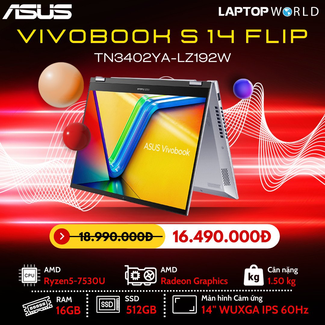 Laptop Asus Vivobook S 14 Flip - Laptop xoay gập chip AMD bán chạy nhất 2023