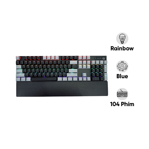 Bàn phím cơ gaming SPARTAN TC3218 Black Gray (Blue switch LED Rainbow)