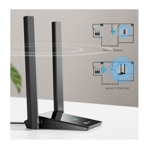 Card mạng không dây TP-Link USB Archer TX20U Plus (Chuẩn AX/ AX1800Mbps/ 2 Ăng-ten ngoài)