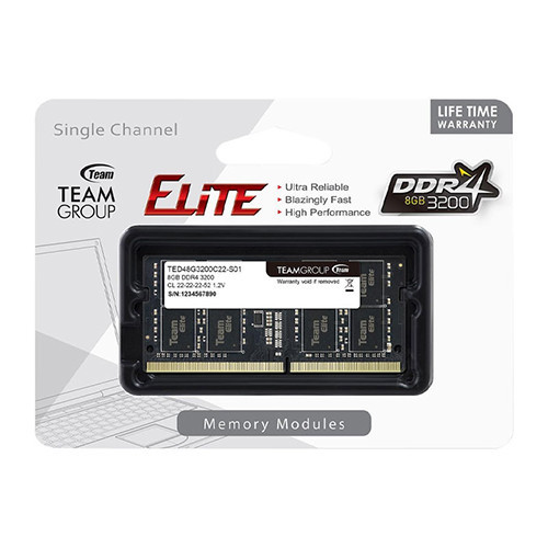 Ram laptop Team Group Elite 8GB DDR4 Bus 3200 Mhz (TED48G3200C22-S01)