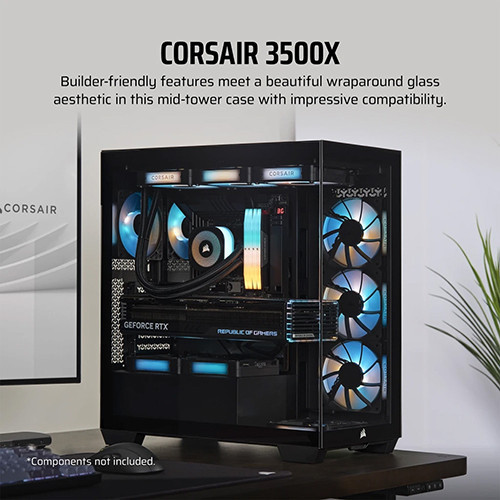 Vỏ Case Corsair 3500X Tempered Glass CC-9011276-WW (Mid-Tower, Black)