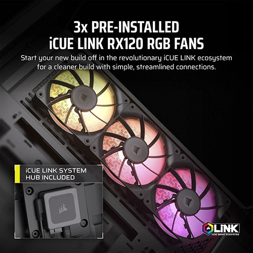 Vỏ Case Corsair iCUE LINK 3500X RGB Tempered Glass (Mid-Tower, Black) CC-9011280-WW