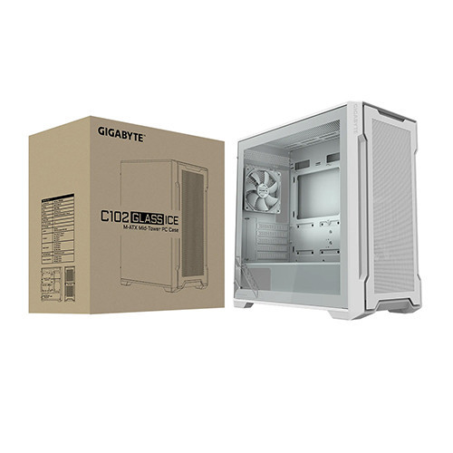 Vỏ Case Gigabyte Aorus C102 Glass ICE ( MATX, 2 Fan, Màu Trắng)