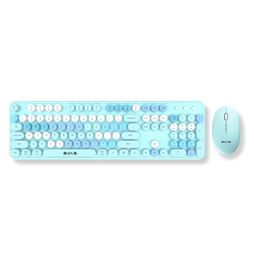 Bộ bàn phím chuột không dây Aula AC306 màu xanh